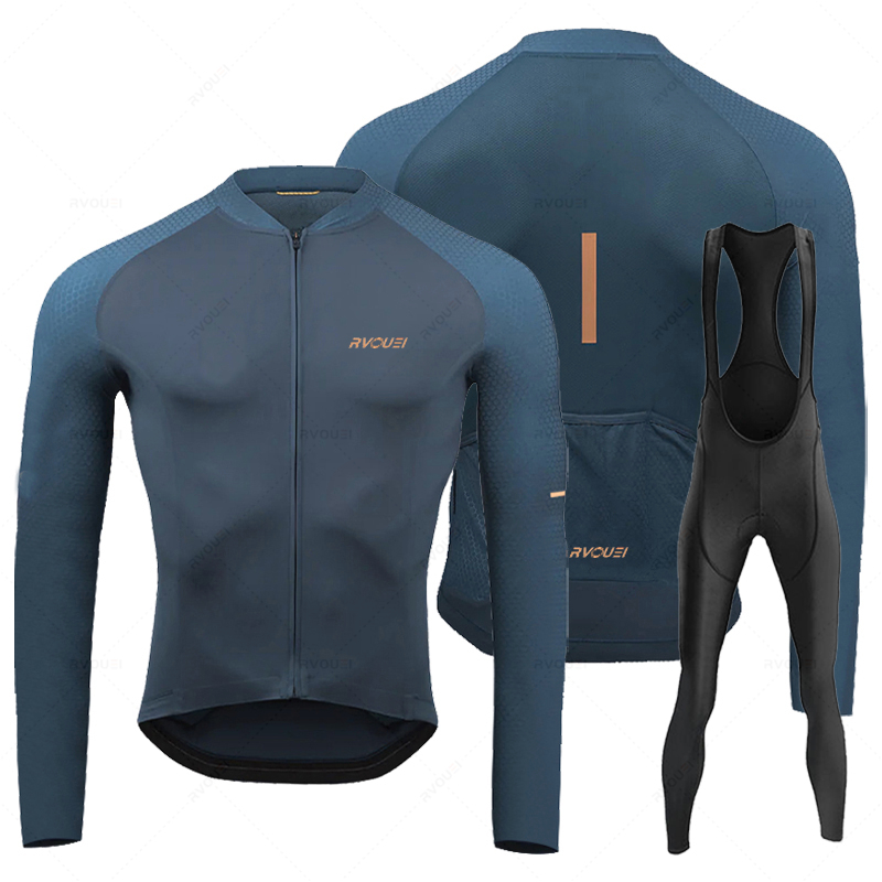 Cycling Bib Shorts - Rvouei تنفس طويلة الأكمام الدراجات جيرسي